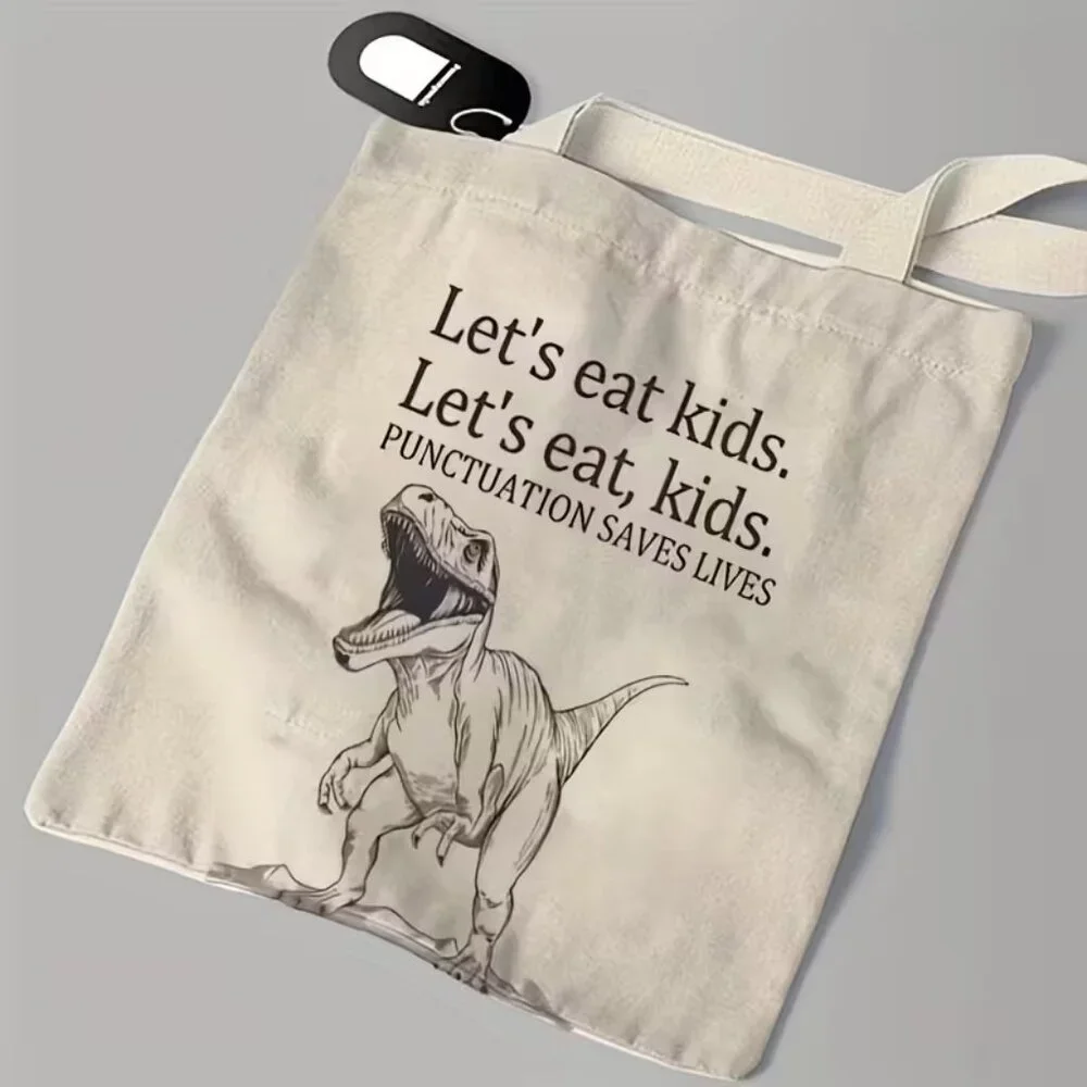 “Let’s Eat Kids–Punctuation‎ Saves Lives” Canvas Tote Shopping Bag (NEW & CUTE!) - Picture 2 of 6